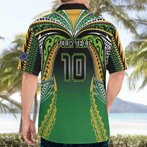 Custom Cook Islands Rugby League Hawaiian Shirt Avaiki Tatau Tribal Motifs Black Color - Aussie Hoodie