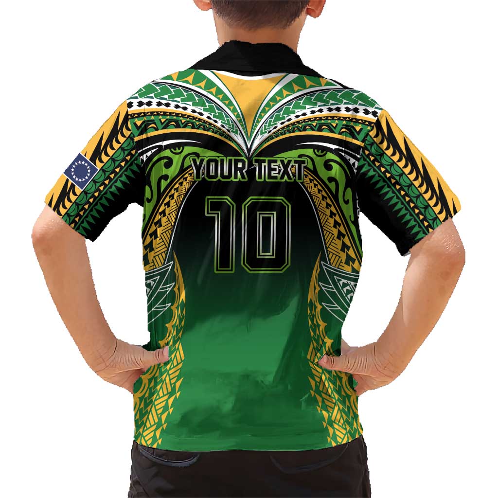 Custom Cook Islands Rugby League Hawaiian Shirt Avaiki Tatau Tribal Motifs Black Color - Aussie Hoodie