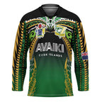 Custom Cook Islands Rugby League Hockey Jersey Avaiki Tatau Tribal Motifs Black Color - Aussie Hoodie