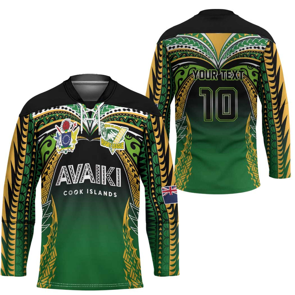 Custom Cook Islands Rugby League Hockey Jersey Avaiki Tatau Tribal Motifs Black Color - Aussie Hoodie