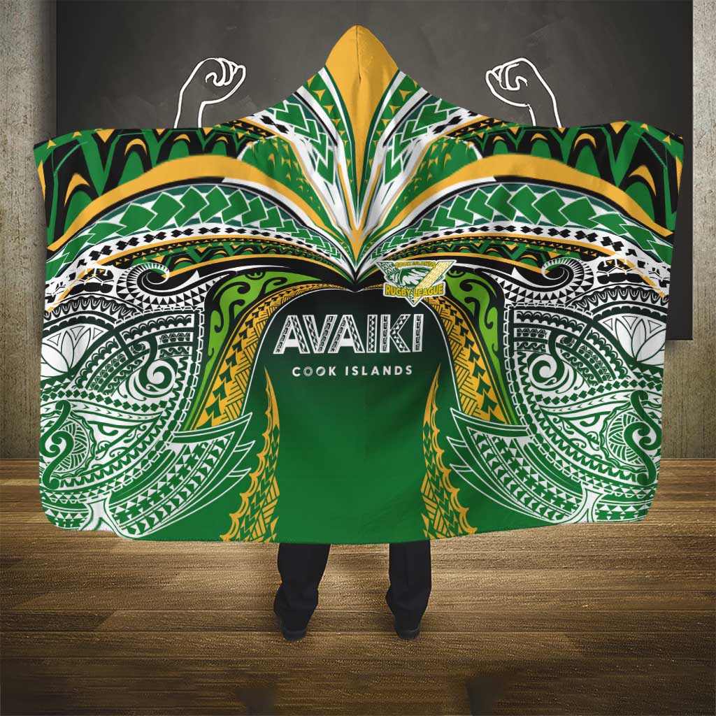 Cook Islands Rugby League Hooded Blanket Avaiki Tatau Tribal Motifs Black Color - Aussie Hoodie