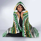 Cook Islands Rugby League Hooded Blanket Avaiki Tatau Tribal Motifs Black Color - Aussie Hoodie