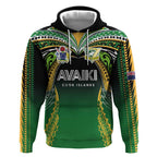Custom Cook Islands Rugby League Hoodie Avaiki Tatau Tribal Motifs Black Color - Aussie Hoodie