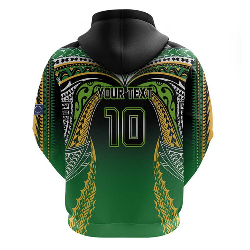 Custom Cook Islands Rugby League Hoodie Avaiki Tatau Tribal Motifs Black Color - Aussie Hoodie