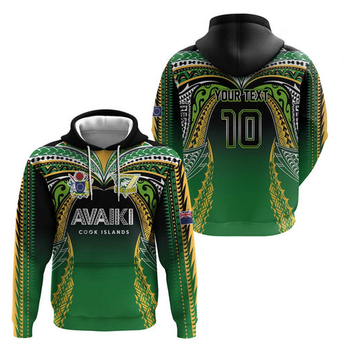 Custom Cook Islands Rugby League Hoodie Avaiki Tatau Tribal Motifs Black Color - Aussie Hoodie