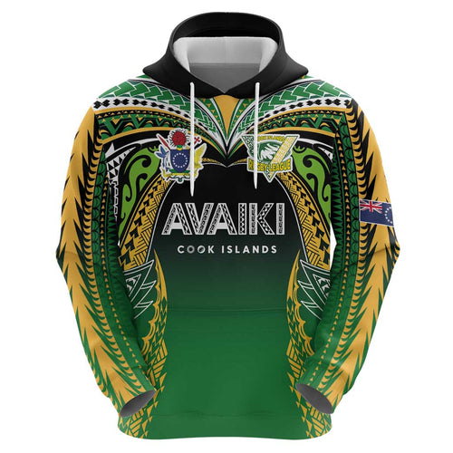 Custom Cook Islands Rugby League Hoodie Avaiki Tatau Tribal Motifs Black Color - Aussie Hoodie
