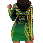 Custom Cook Islands Rugby League Hoodie Dress Avaiki Tatau Tribal Motifs Black Color - Aussie Hoodie