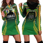 Custom Cook Islands Rugby League Hoodie Dress Avaiki Tatau Tribal Motifs Black Color - Aussie Hoodie