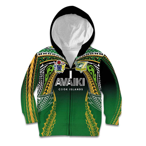Custom Cook Islands Rugby League Kid Hoodie Avaiki Tatau Tribal Motifs Black Color - Aussie Hoodie
