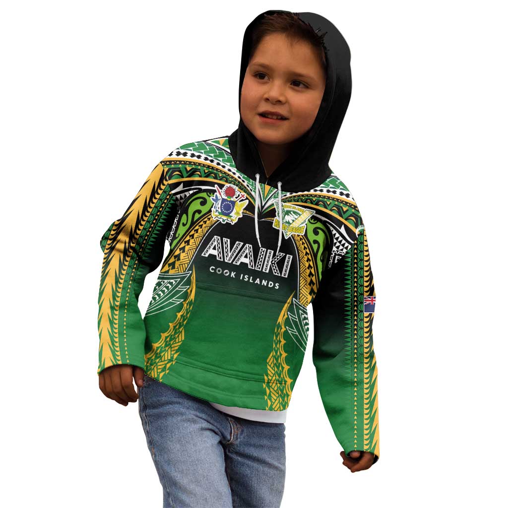 Custom Cook Islands Rugby League Kid Hoodie Avaiki Tatau Tribal Motifs Black Color - Aussie Hoodie
