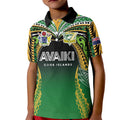 Custom Cook Islands Rugby League Kid Polo Shirt Avaiki Tatau Tribal Motifs Black Color - Aussie Hoodie