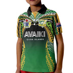Custom Cook Islands Rugby League Kid Polo Shirt Avaiki Tatau Tribal Motifs Black Color - Aussie Hoodie