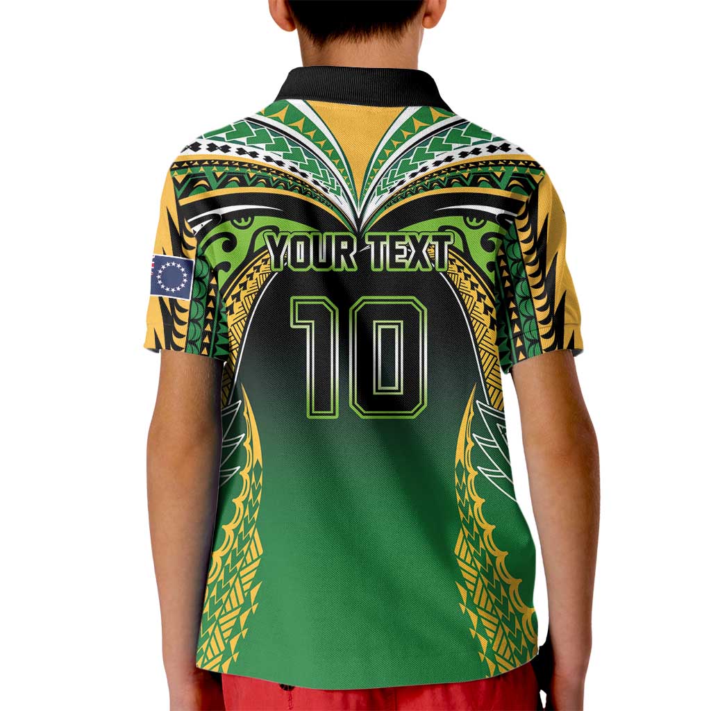 Custom Cook Islands Rugby League Kid Polo Shirt Avaiki Tatau Tribal Motifs Black Color - Aussie Hoodie