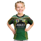 Custom Cook Islands Rugby League Kid T Shirt Avaiki Tatau Tribal Motifs Black Color - Aussie Hoodie