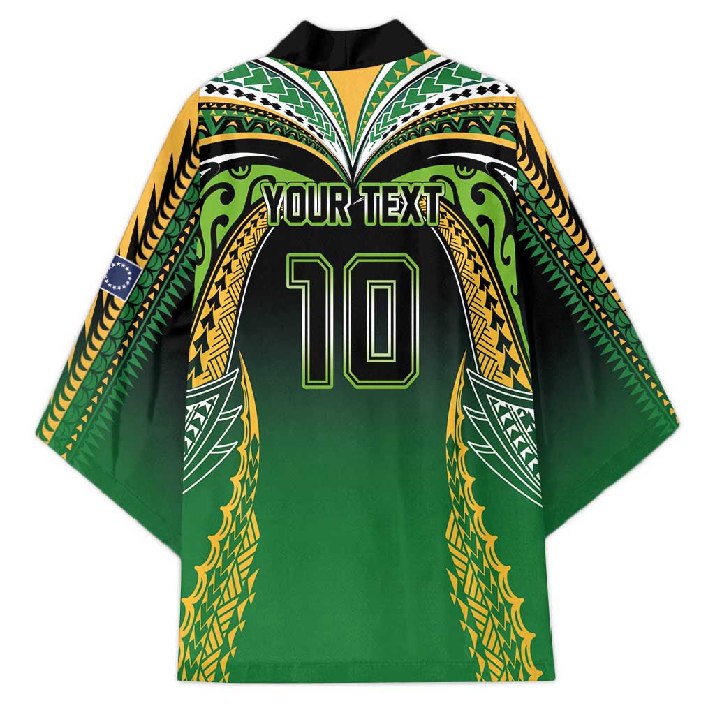 Custom Cook Islands Rugby League Kimono Avaiki Tatau Tribal Motifs Black Color - Aussie Hoodie