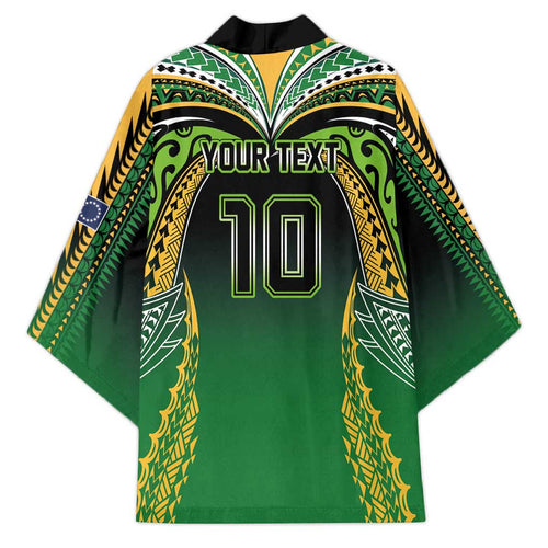 Custom Cook Islands Rugby League Kimono Avaiki Tatau Tribal Motifs Black Color - Aussie Hoodie
