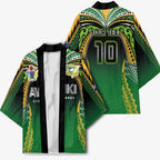 Custom Cook Islands Rugby League Kimono Avaiki Tatau Tribal Motifs Black Color - Aussie Hoodie