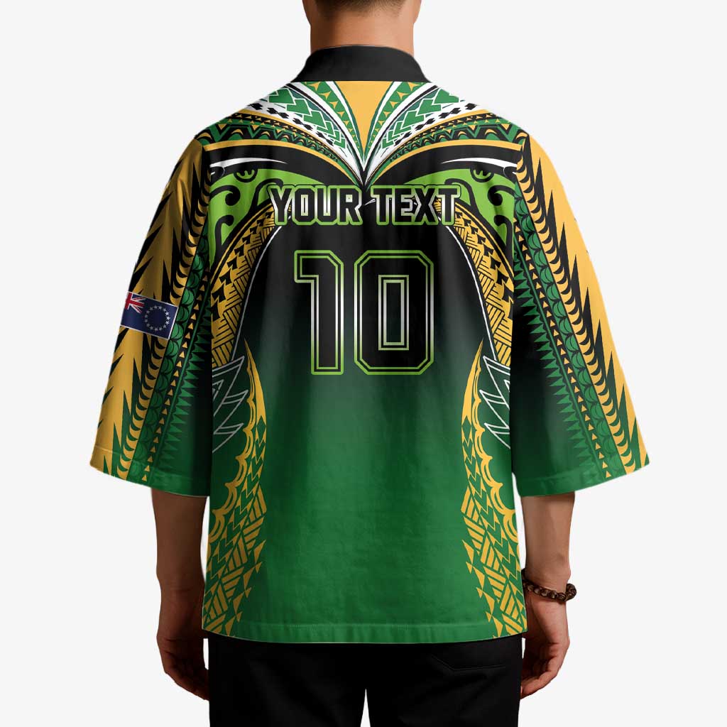 Custom Cook Islands Rugby League Kimono Avaiki Tatau Tribal Motifs Black Color - Aussie Hoodie