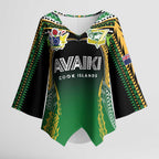Custom Cook Islands Rugby League Kimono Sleeve Blouse Avaiki Tatau Tribal Motifs Black Color - Aussie Hoodie