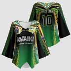 Custom Cook Islands Rugby League Kimono Sleeve Blouse Avaiki Tatau Tribal Motifs Black Color - Aussie Hoodie