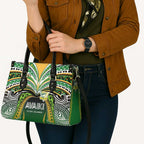 Cook Islands Rugby League Leather Bag Avaiki Tatau Tribal Motifs Black Color - Aussie Hoodie
