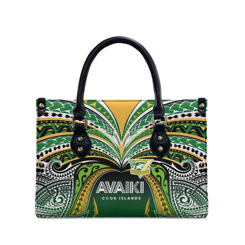 Cook Islands Rugby League Leather Bag Avaiki Tatau Tribal Motifs Black Color - Aussie Hoodie