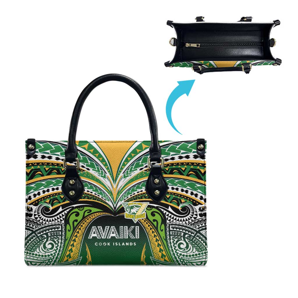 Cook Islands Rugby League Leather Bag Avaiki Tatau Tribal Motifs Black Color - Aussie Hoodie