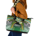 Cook Islands Rugby League Leather Tote Bag Avaiki Tatau Tribal Motifs Black Color - Aussie Hoodie