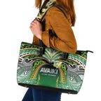 Cook Islands Rugby League Leather Tote Bag Avaiki Tatau Tribal Motifs Black Color - Aussie Hoodie