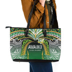 Cook Islands Rugby League Leather Tote Bag Avaiki Tatau Tribal Motifs Black Color - Aussie Hoodie
