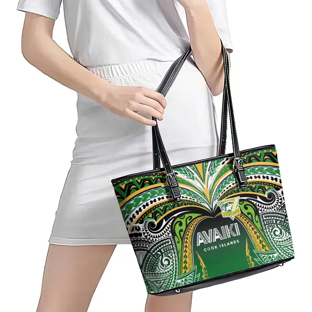 Cook Islands Rugby League Leather Tote Bag Avaiki Tatau Tribal Motifs Black Color - Aussie Hoodie