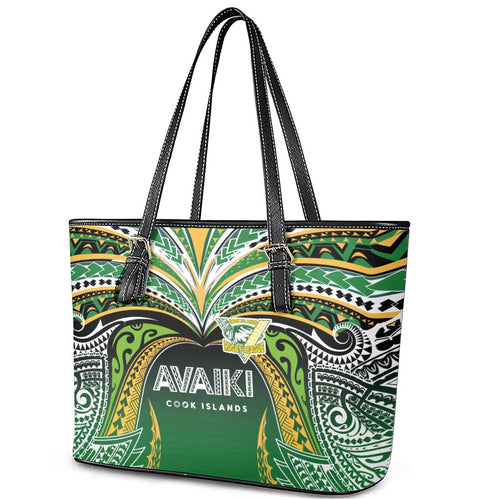 Cook Islands Rugby League Leather Tote Bag Avaiki Tatau Tribal Motifs Black Color - Aussie Hoodie