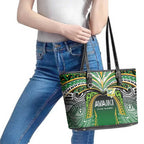 Cook Islands Rugby League Leather Tote Bag Avaiki Tatau Tribal Motifs Black Color - Aussie Hoodie