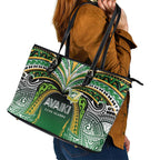 Cook Islands Rugby League Leather Tote Bag Avaiki Tatau Tribal Motifs Black Color - Aussie Hoodie