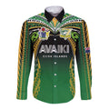 Custom Cook Islands Rugby League Long Sleeve Button Shirt Avaiki Tatau Tribal Motifs Black Color - Aussie Hoodie