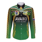 Custom Cook Islands Rugby League Long Sleeve Button Shirt Avaiki Tatau Tribal Motifs Black Color - Aussie Hoodie