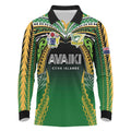 Custom Cook Islands Rugby League Long Sleeve Polo Shirt Avaiki Tatau Tribal Motifs Black Color - Aussie Hoodie