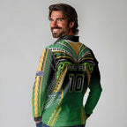 Custom Cook Islands Rugby League Long Sleeve Polo Shirt Avaiki Tatau Tribal Motifs Black Color - Aussie Hoodie