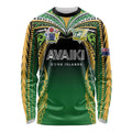 Custom Cook Islands Rugby League Long Sleeve Shirt Avaiki Tatau Tribal Motifs Black Color - Aussie Hoodie