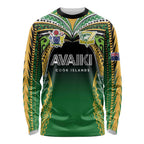 Custom Cook Islands Rugby League Long Sleeve Shirt Avaiki Tatau Tribal Motifs Black Color - Aussie Hoodie