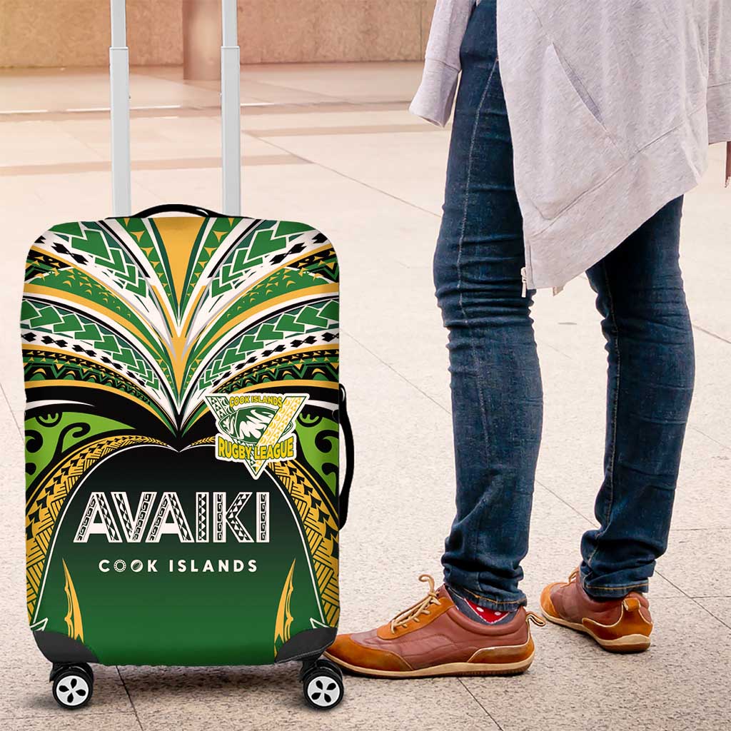 Cook Islands Rugby League Luggage Cover Avaiki Tatau Tribal Motifs Black Color - Aussie Hoodie