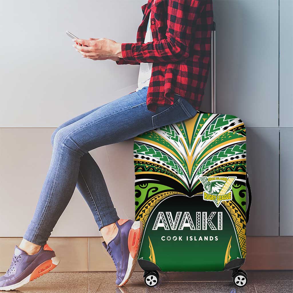 Cook Islands Rugby League Luggage Cover Avaiki Tatau Tribal Motifs Black Color - Aussie Hoodie