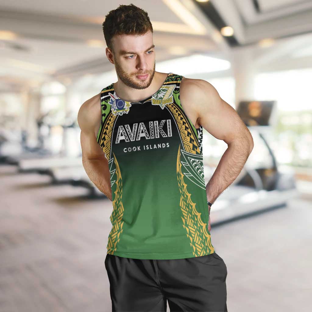 Custom Cook Islands Rugby League Men Tank Top Avaiki Tatau Tribal Motifs Black Color - Aussie Hoodie
