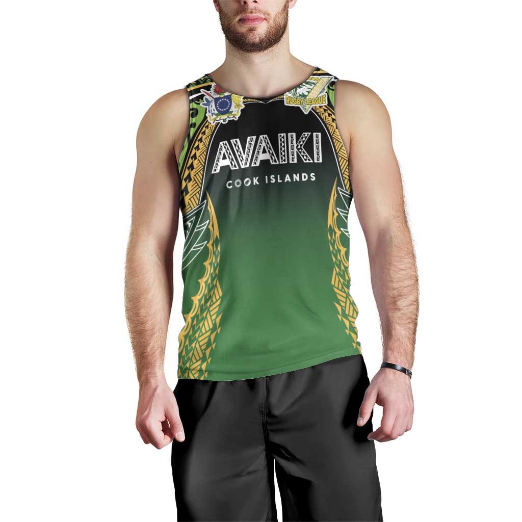 Custom Cook Islands Rugby League Men Tank Top Avaiki Tatau Tribal Motifs Black Color - Aussie Hoodie