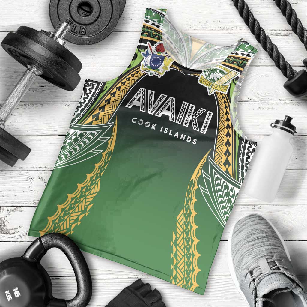 Custom Cook Islands Rugby League Men Tank Top Avaiki Tatau Tribal Motifs Black Color - Aussie Hoodie