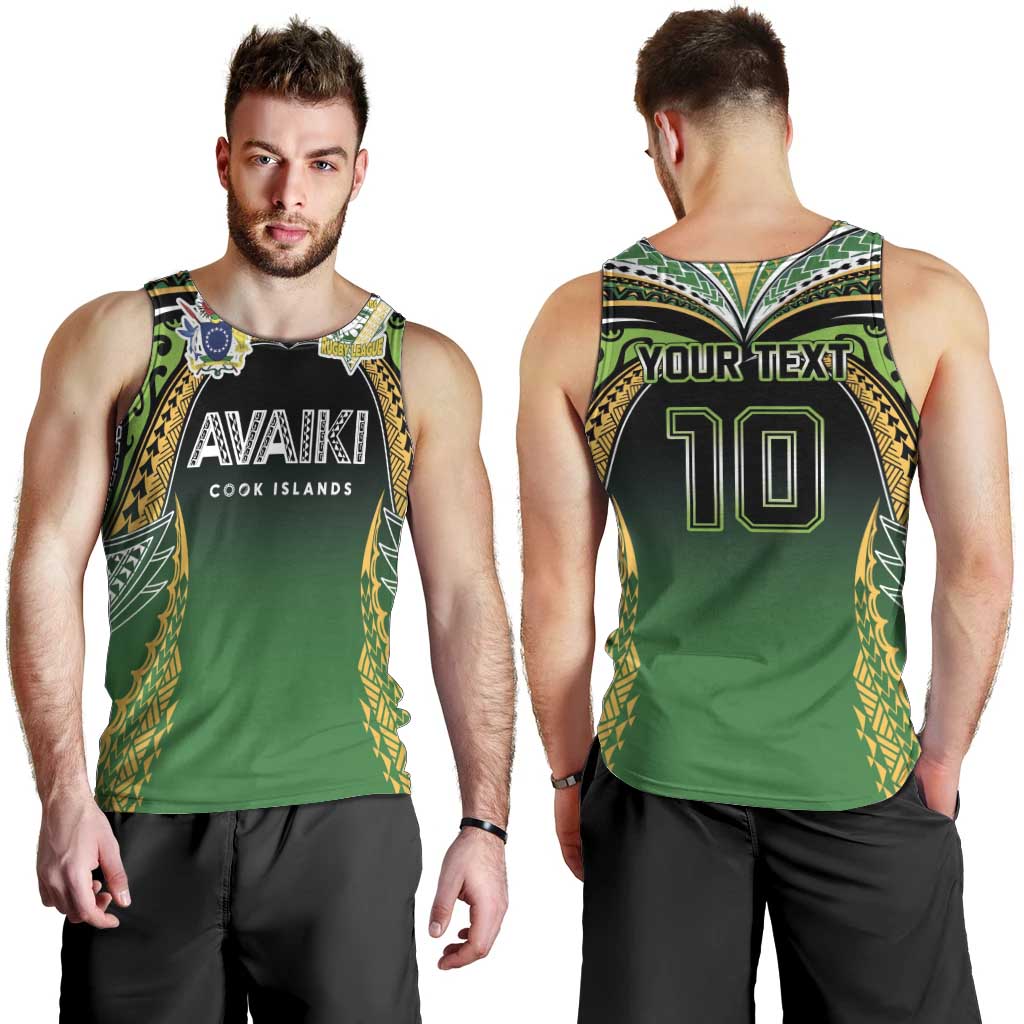 Custom Cook Islands Rugby League Men Tank Top Avaiki Tatau Tribal Motifs Black Color - Aussie Hoodie
