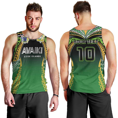 Custom Cook Islands Rugby League Men Tank Top Avaiki Tatau Tribal Motifs Black Color - Aussie Hoodie
