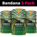 Cook Islands Rugby League Neck Gaiter Avaiki Tatau Tribal Motifs Black Color - Aussie Hoodie