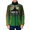 Custom Cook Islands Rugby League Padded Jacket Avaiki Tatau Tribal Motifs Black Color - Aussie Hoodie