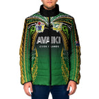 Custom Cook Islands Rugby League Padded Jacket Avaiki Tatau Tribal Motifs Black Color - Aussie Hoodie